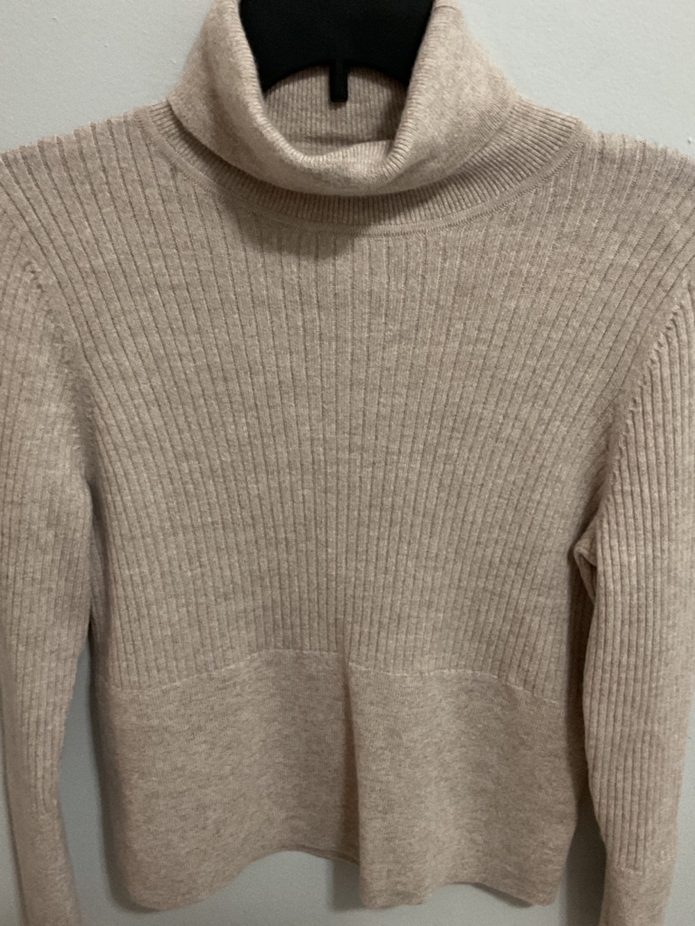 Halston 100% Extra Fine Merino Wool Ribbed Knit Turtleneck Sweater, Large